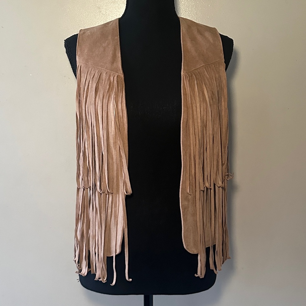 Saks Fifth Avenue- Tan fringe suede vest - perfect for a western look